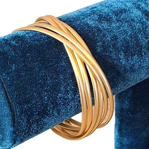 Goldtone Bangles Bangle Cluster Bracelet 7.75" Circumfrence Fashion Jewelry
